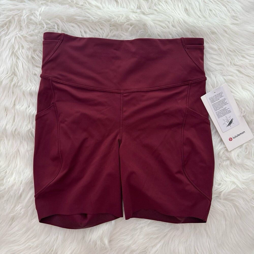 Lululemon Fast and Free High Rise Shorts 6" 5 Pocket Burgundy Bay Size 8